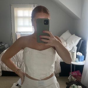 Adika white jean corset top